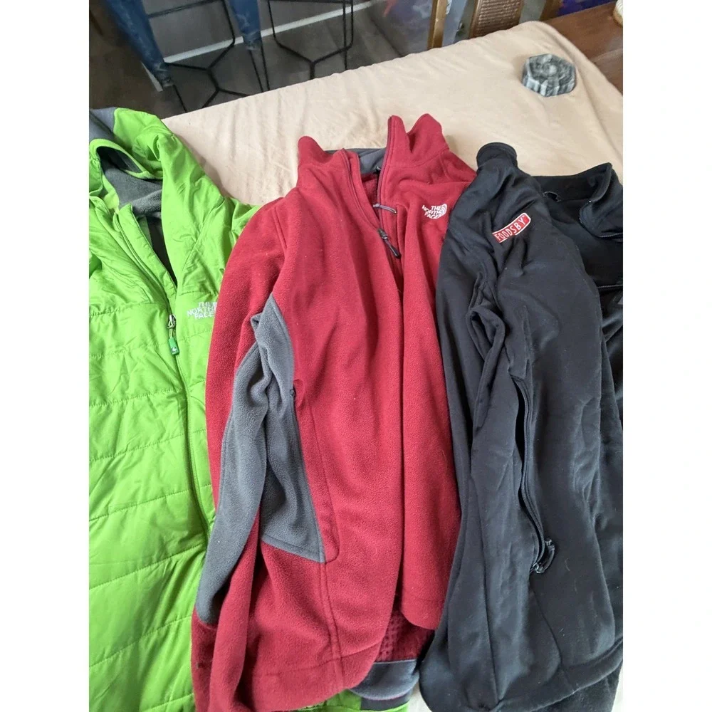 Lot of 3 North Face Sweater Windbreaker Jacket Men's XL Red Green Black